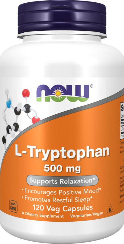 NOW Supplements, L-Tryptophan 500 mg, Supports Relaxation*, 120 Veg Caps