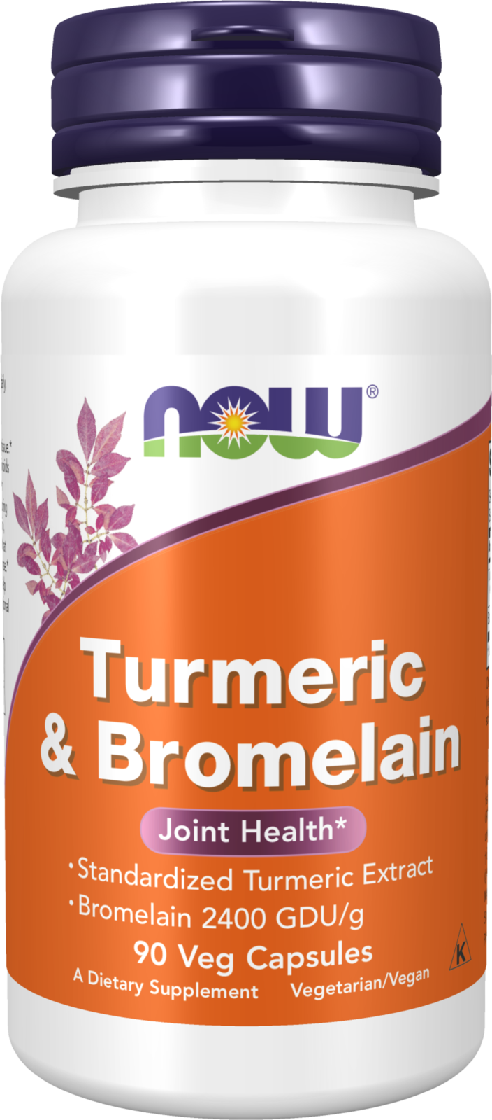 NOW Supplements, Turmeric & Bromelain 2400 GDU/g, 90 Veg Caps
