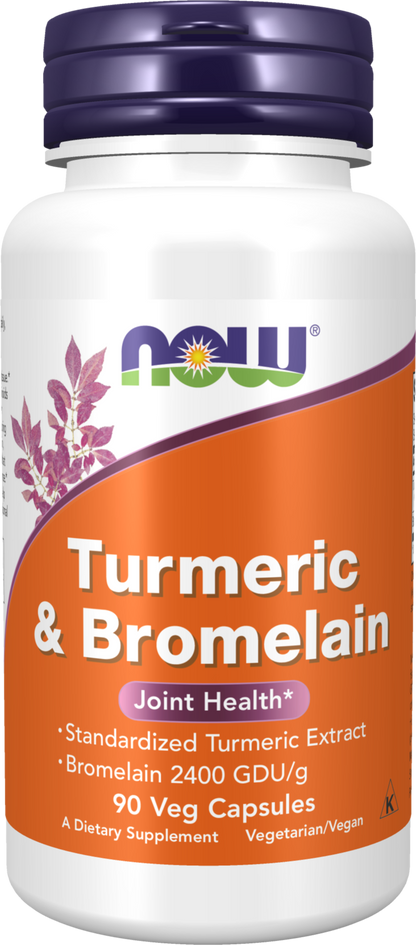 NOW Supplements, Turmeric & Bromelain 2400 GDU/g, 90 Veg Caps