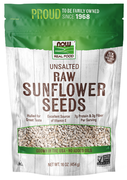 NOW Foods, Sunflower Seeds, Raw & Unsalted, Good Source of Fiber, 16 oz
