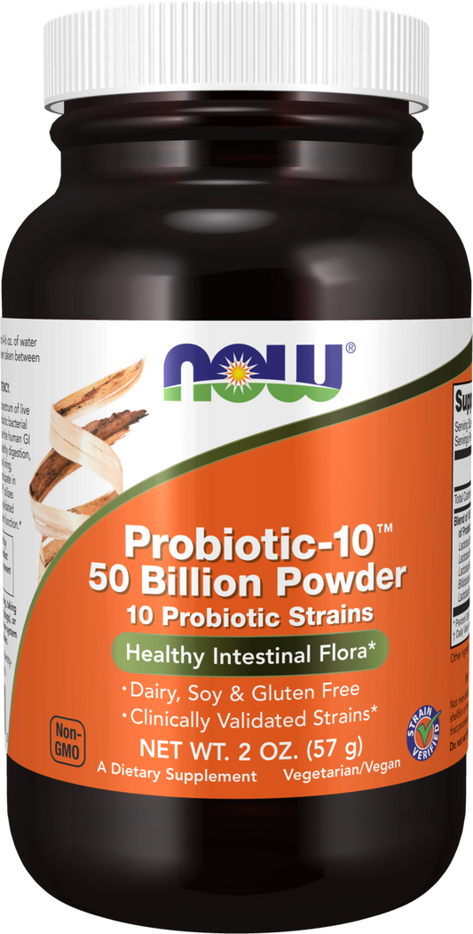 NOW Supplements, Probiotic-10™ Powder, 50 Billion, with 10 Strains, 2 oz