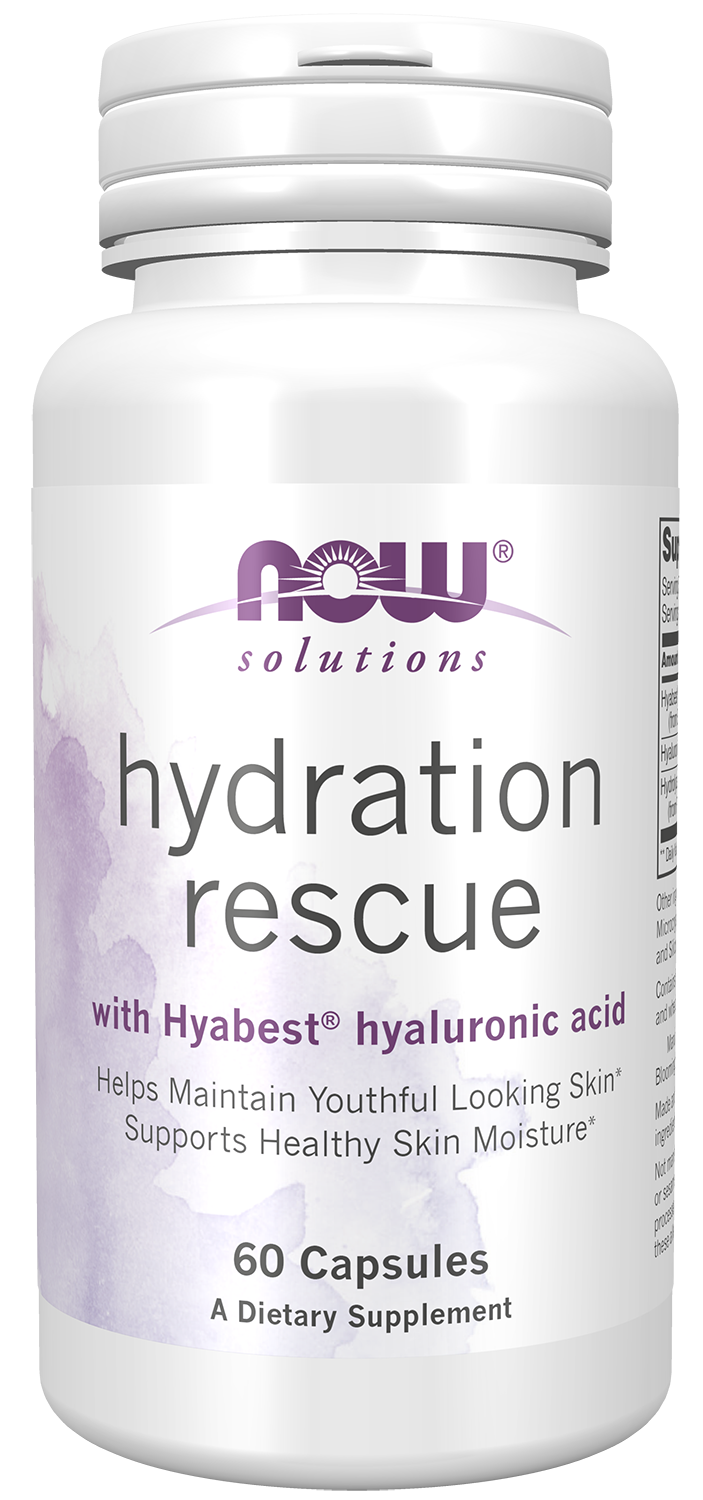 NOW Solutions, Hydration Rescue with Hyabest® hyaluronic acid, 60 Caps