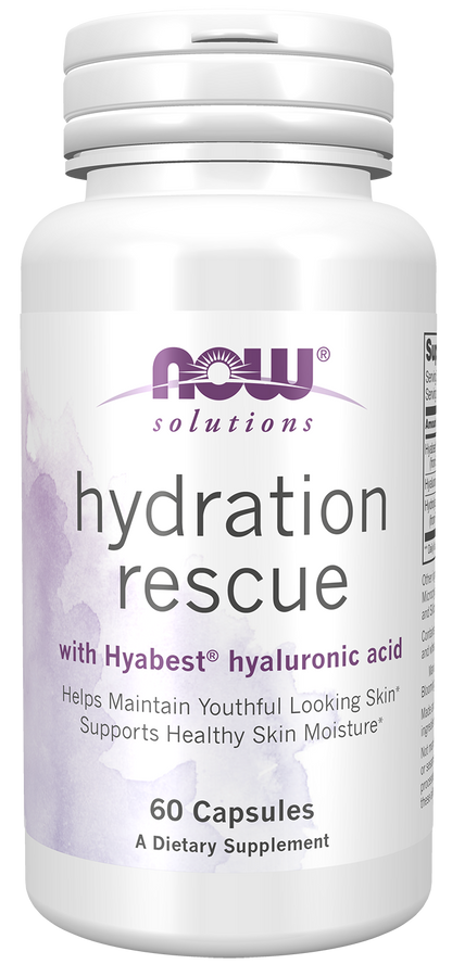 NOW Solutions, Hydration Rescue with Hyabest® hyaluronic acid, 60 Caps