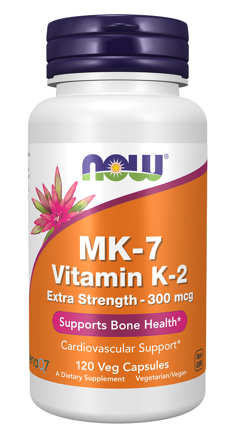 NOW Supplements, MK-7 Vitamin K-2, Extra Strength 300 mcg, 120 Veg Caps