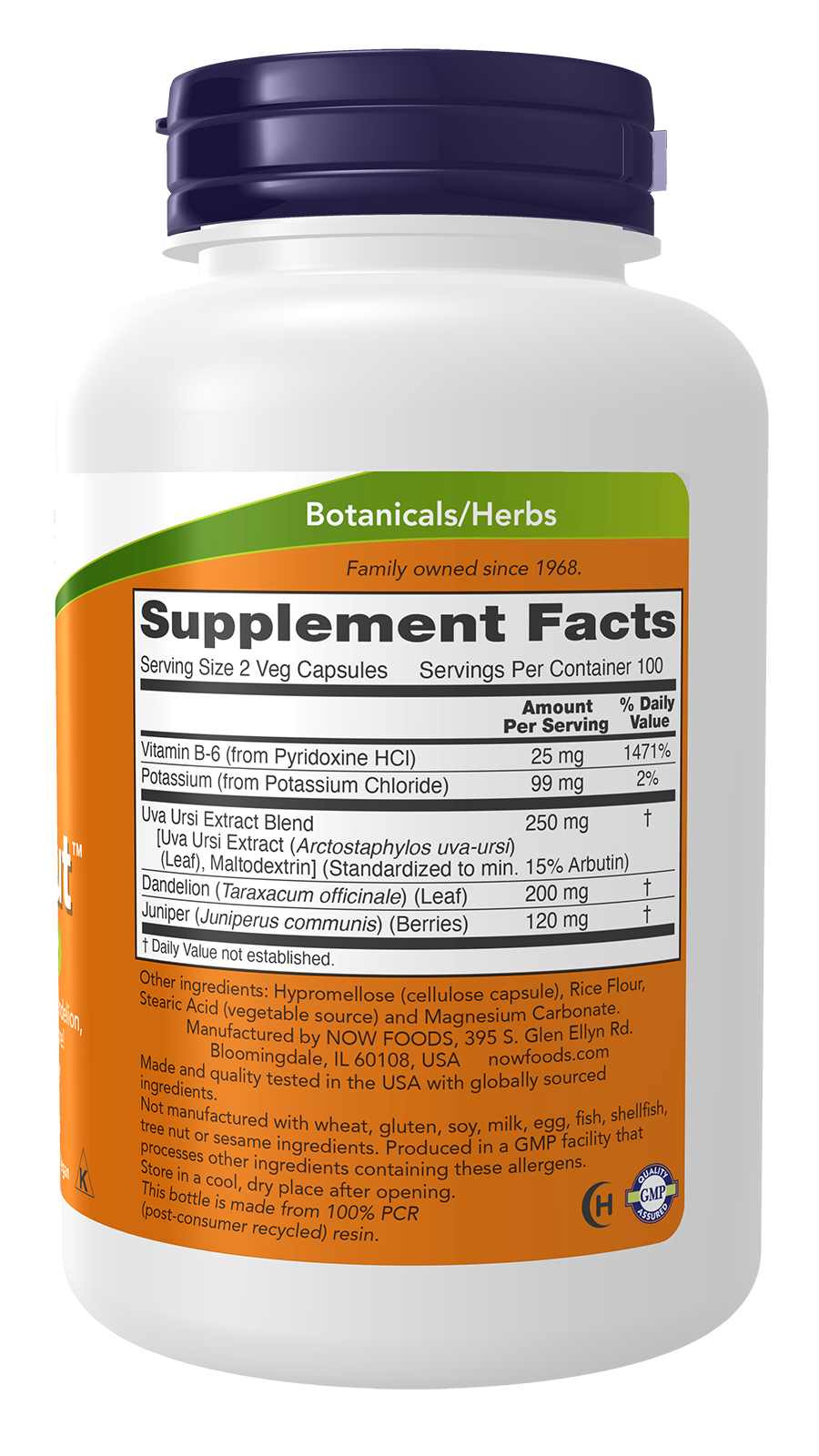 NOW Supplements, Water Out, Standardized Uva Ursi, Dandelion, 200 Veg Caps