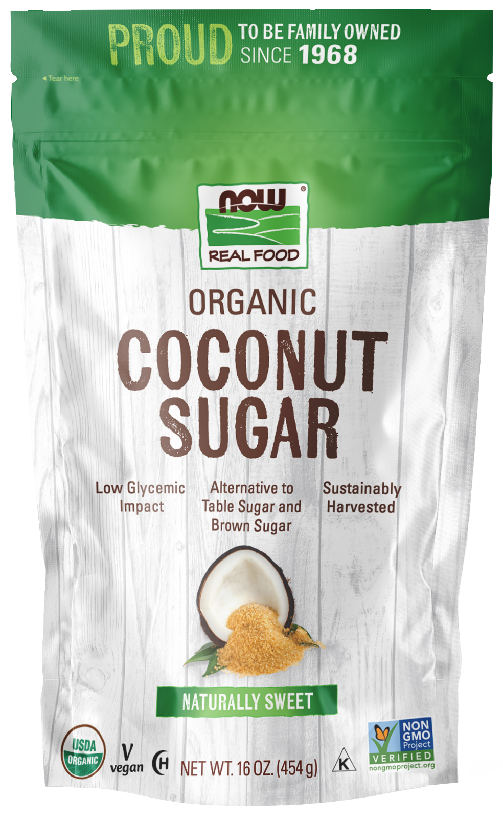 NOW Foods, Organic Coconut Sugar, Alternative to Table Sugar, 16 oz