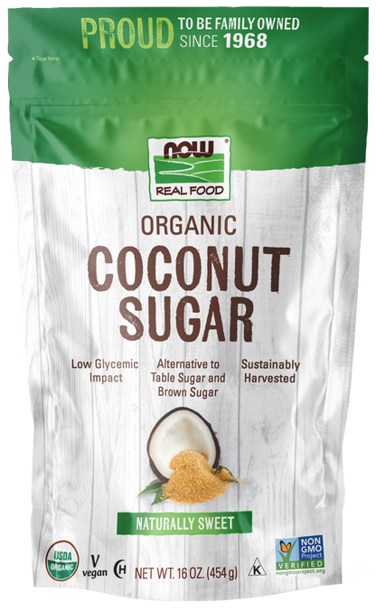 NOW Foods, Organic Coconut Sugar, Alternative to Table Sugar, 16 oz