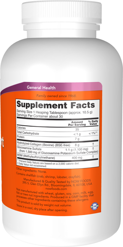 NOW Supplements, Collagen Joint Support Powder with MSM, 11 oz