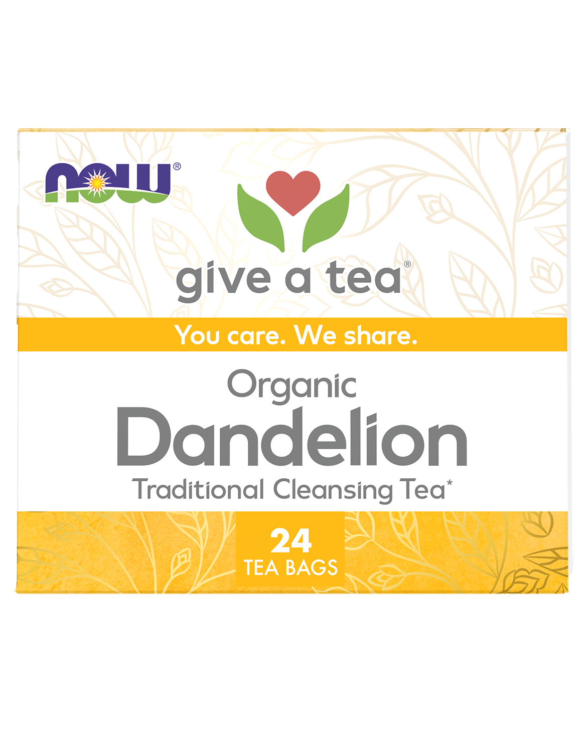 NOW Foods Give a Tea®, Certified Organic Dandelion, Cleansing Tea*, 24 Bags