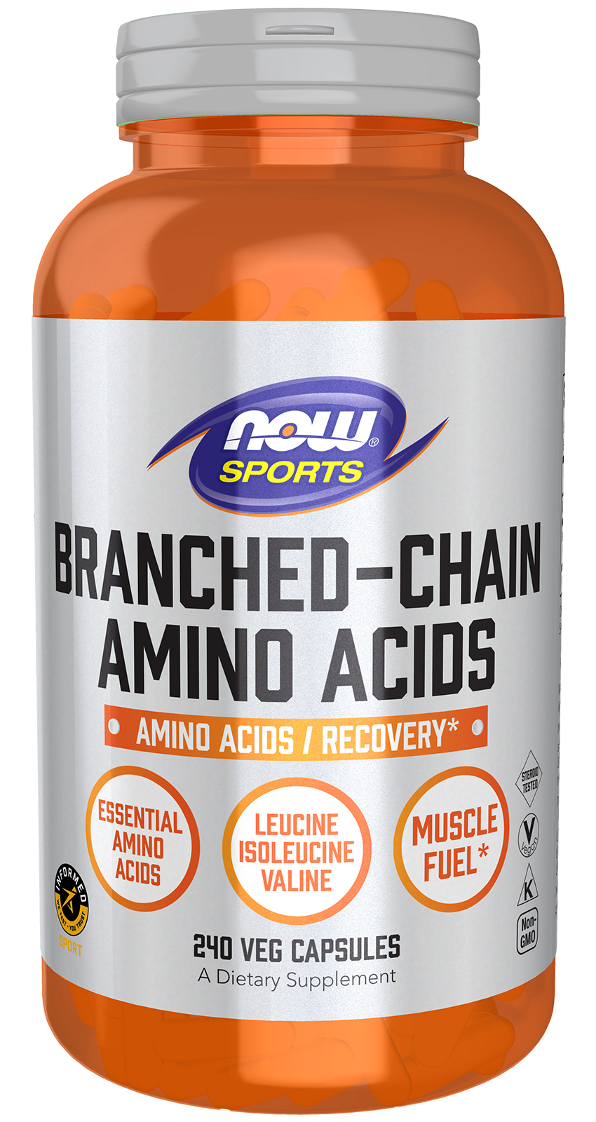NOW Sports, Branched Chain Amino Acids, Recovery*, 240 Veg Caps