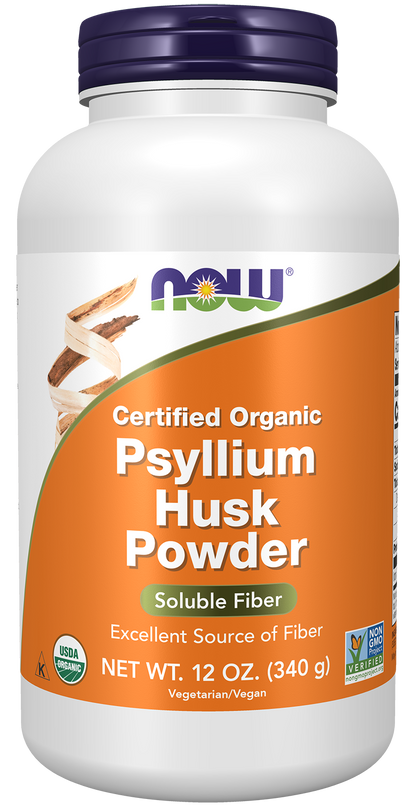 NOW Supplements, Organic Psyllium Husk Powder, Soluble Fiber, 12 oz