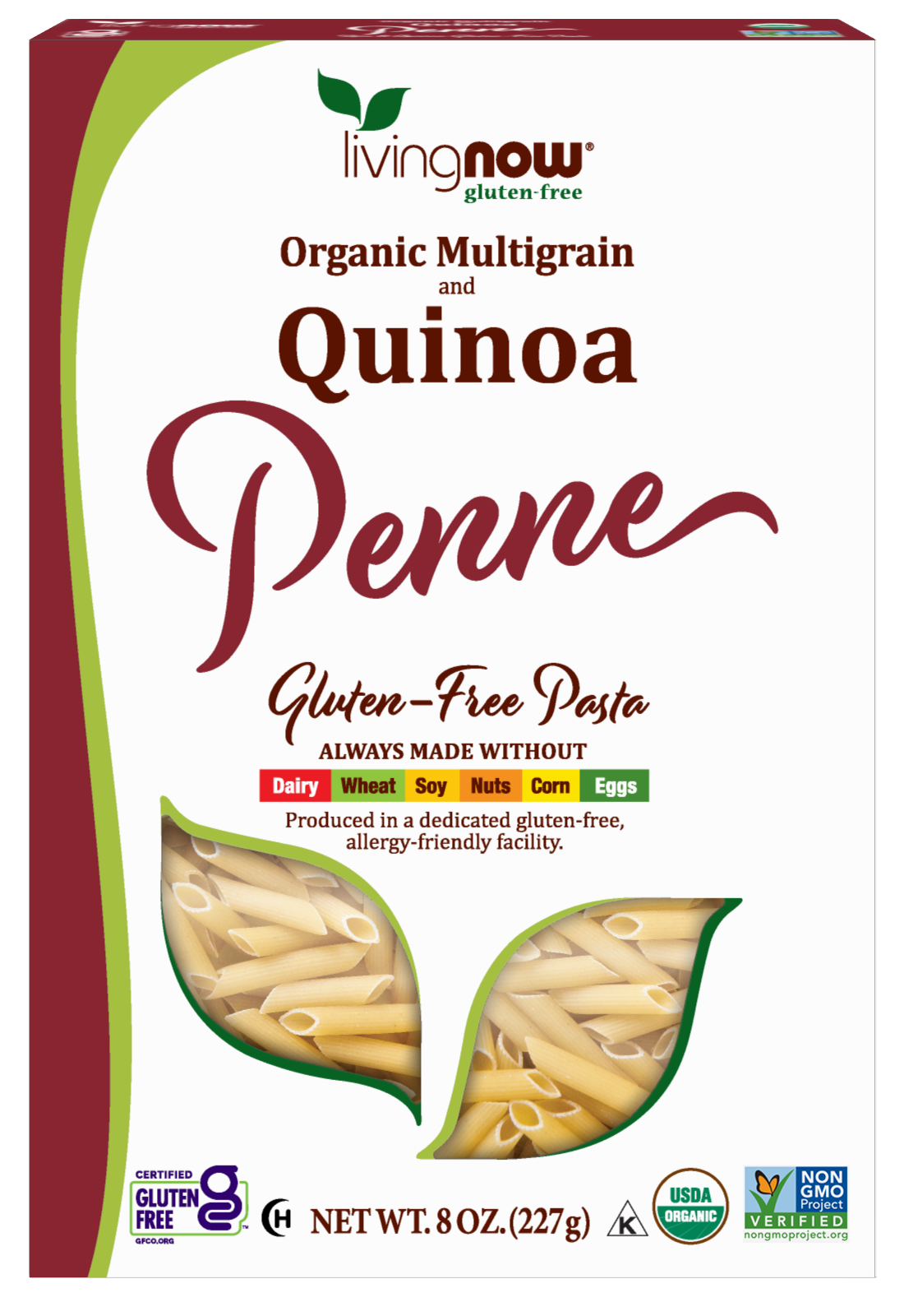 NOW Foods, Organic Quinoa Penne, Gluten-Free, Quinoa and Rice Pasta, 8 oz