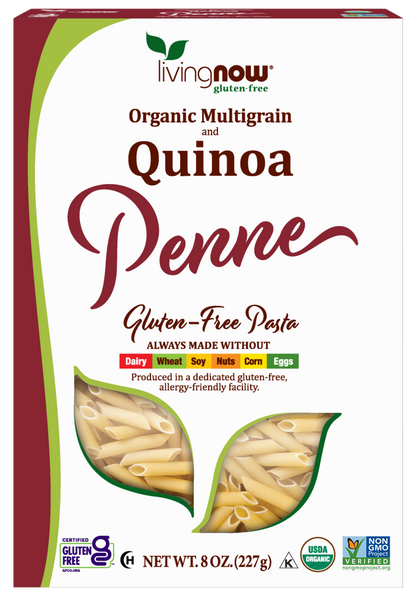 NOW Foods, Organic Quinoa Penne, Gluten-Free, Quinoa and Rice Pasta, 8 oz