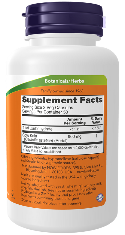 NOW Supplements, Gotu Kola 450 mg, Herbal Supplement, 100 Veg Caps