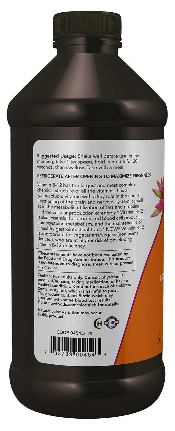 NOW Supplements, Ultra B-12, Liquid, 800 mcg Folic Acid, 16 oz