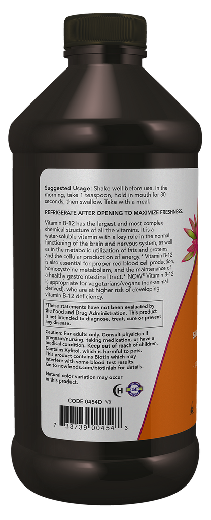 NOW Supplements, Ultra B-12, Liquid, 800 mcg Folic Acid, 16 oz