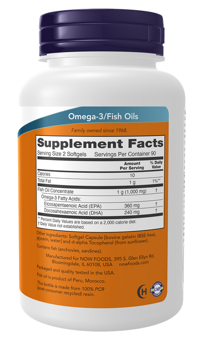 NOW Supplements, Omega-3 Mini Gels, Molecularly Distilled, 180 Softgels