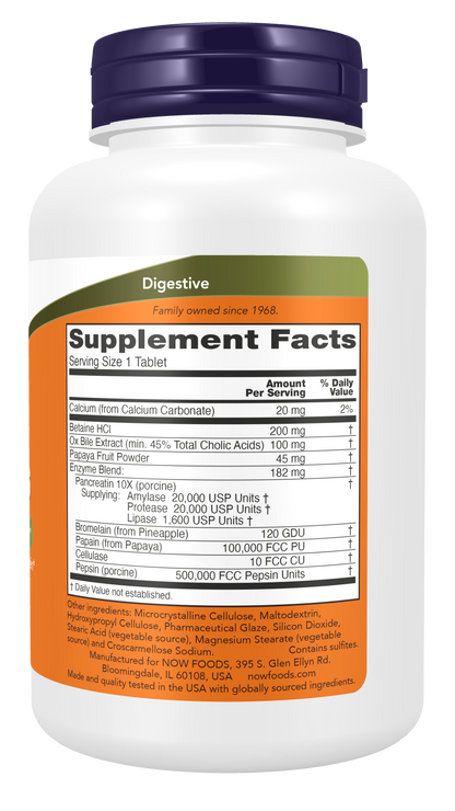 NOW Supplements, Super Enzymes, Bromelain, Ox Bile, Pancreatin, 180 Tabs