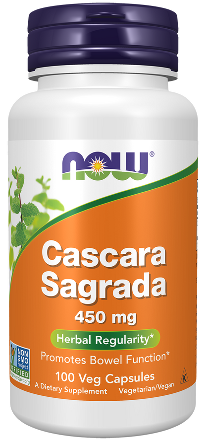 NOW Supplements, Cascara Sagrada 450 mg, Herbal Regularity*, 100 Veg Caps