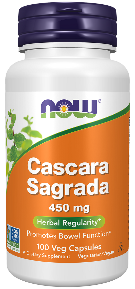 NOW Supplements, Cascara Sagrada 450 mg, Herbal Regularity*, 100 Veg Caps