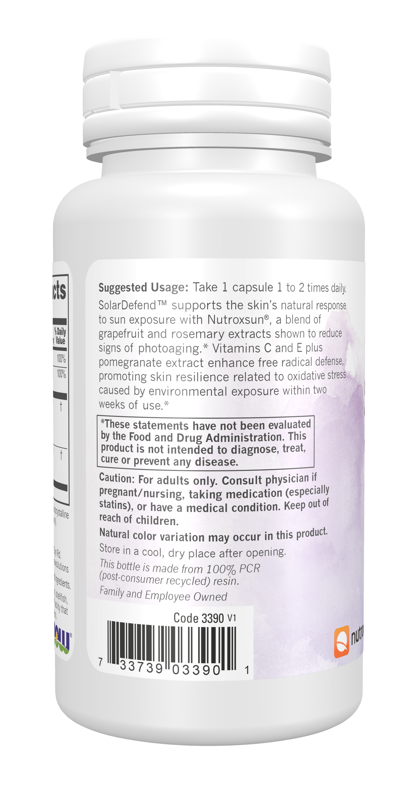 NOW Solutions, SolarDefend™ w/ Clinically Validated Nutroxsun®, 60 Veg Caps