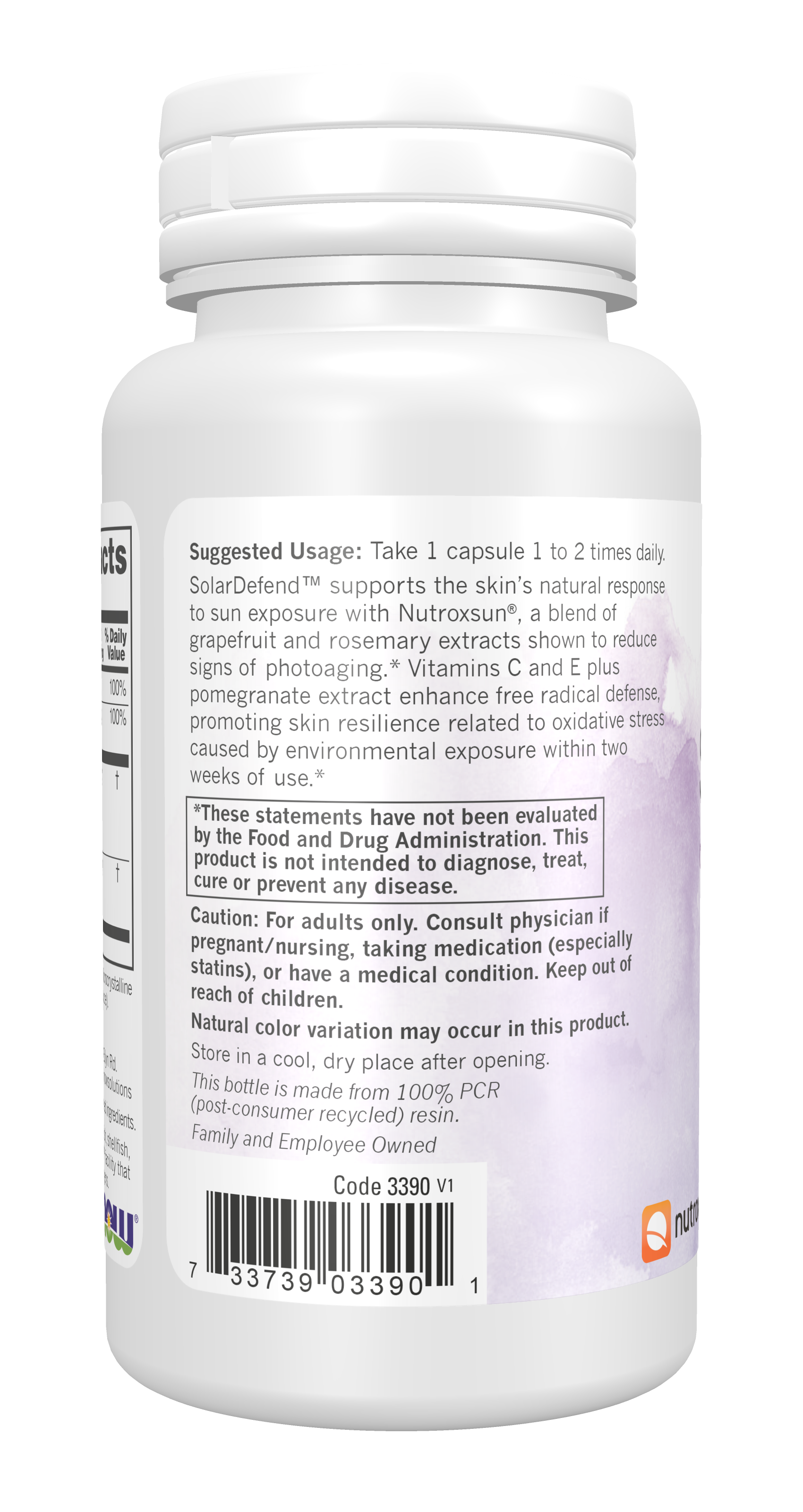 NOW Solutions, SolarDefend™ w/ Clinically Validated Nutroxsun®, 60 Veg Caps