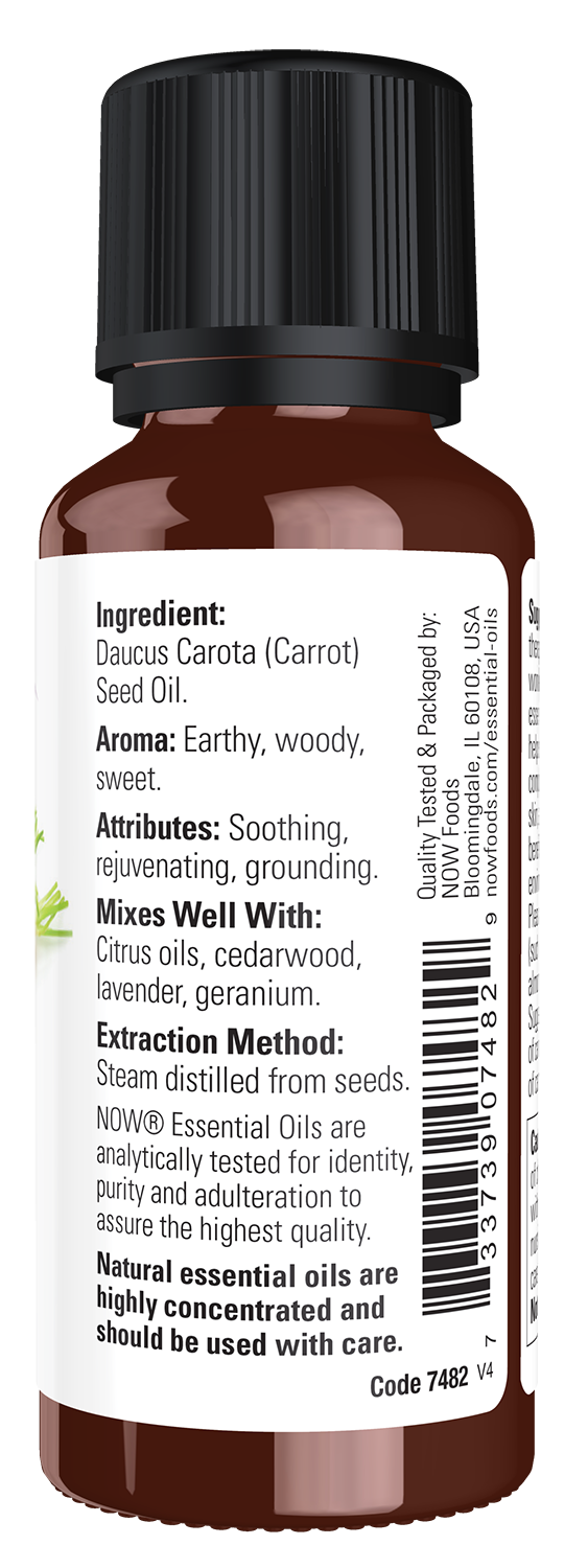 NOW Essential Oils, Carrot Seed Oil, Undiluted, Steam Distilled, 1 fl. oz