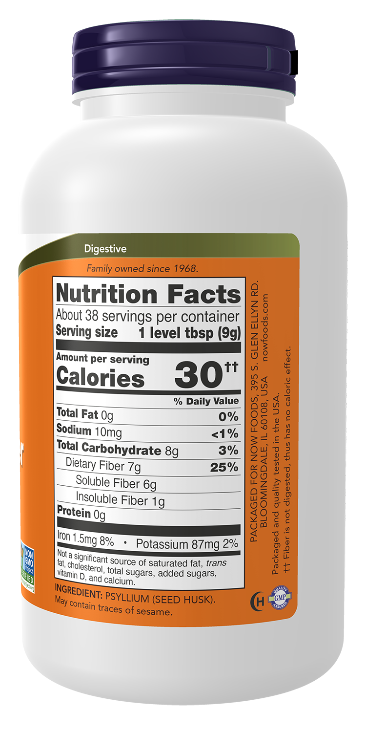 NOW Supplements, Psyllium Husk Powder, Soluble Fiber, 12-oz