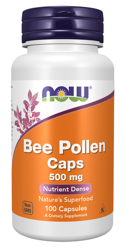 NOW Supplements, Bee Pollen 500 mg, Nature's Superfood, Nutrient Dense, 100 Capsules