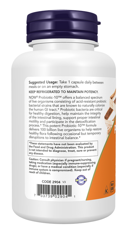 NOW Supplements, Probiotic-10™, 100 Billion, with 10 Strains, 60 Veg Caps