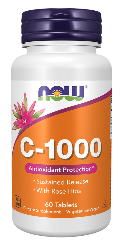 NOW Supplements, Vitamin C-1,000 with Rose Hips, Sustained Release, Antioxidant Protection*, 60 Tablets