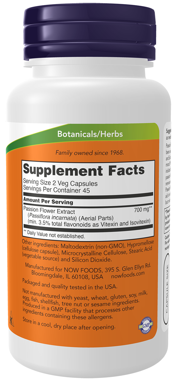 NOW Supplements, Passion Flower 350 mg, Stress Relief*, 90 Veg Caps