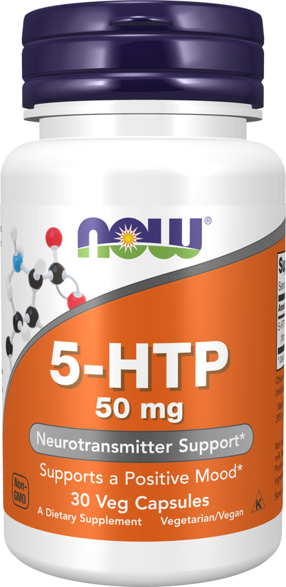 NOW Supplements, 5-HTP (5-hydroxytryptophan) 50 mg, 30 Veg Caps
