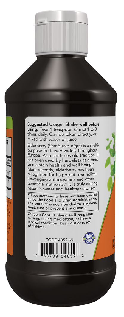 NOW Supplements, Elderberry Liquid 500 mg, 10:1 Concentrate, 8 fl. oz
