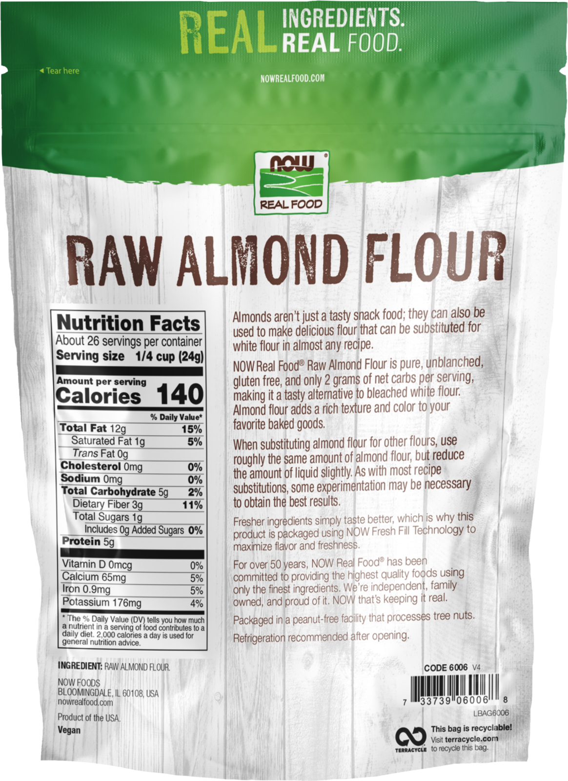 NOW Foods, Almond Flour with Essential Fatty Acids,  22 oz