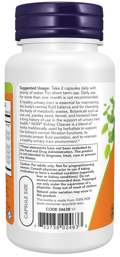 NOW Supplements, Kidney Cleanse with Uva Ursi, Parsley Seed, 90 Veg Caps