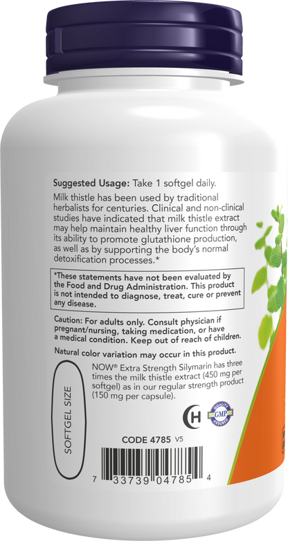 NOW Supplements, Silymarin Milk Thistle Extract, 450 mg, 120 Softgels