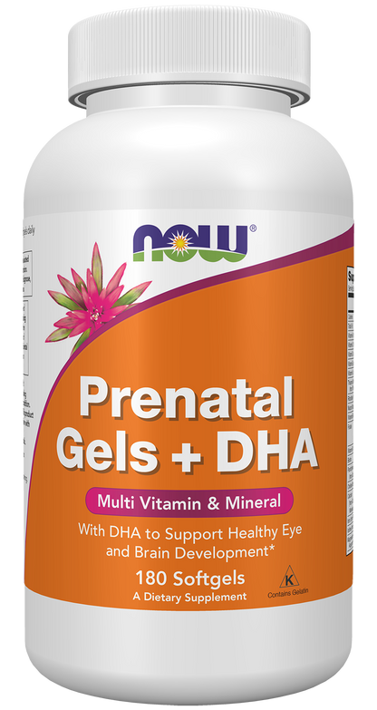 NOW Supplements, Prenatal Gels + DHA with 250 mg DHA, 180 Softgels