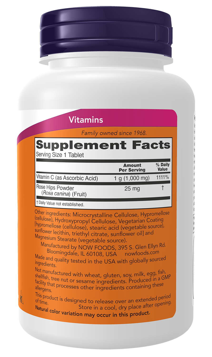 NOW Supplements, Vitamin C-1,000 w/ Rose Hips, Sustained Release, 100 Tabs