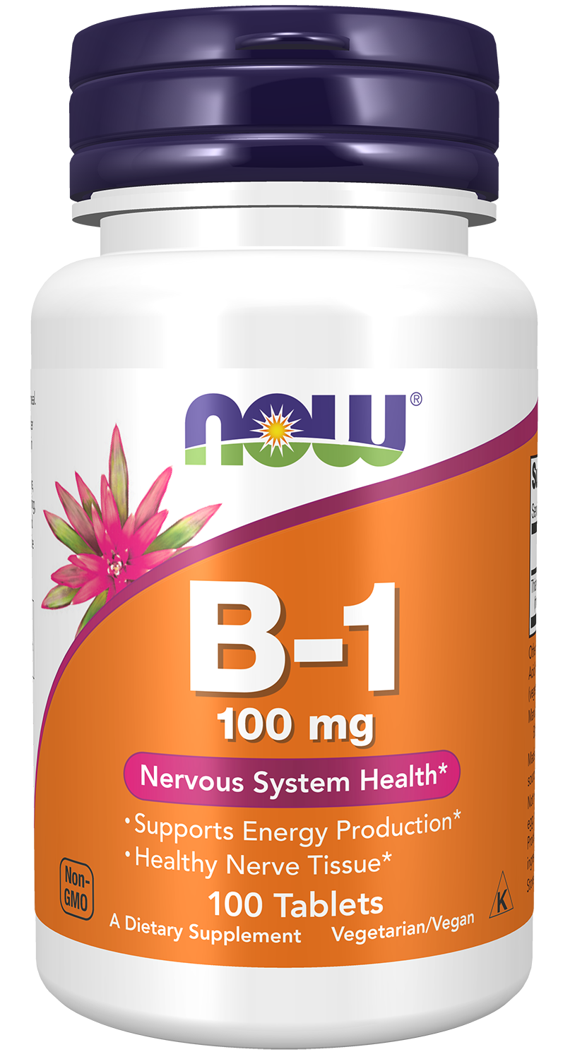 NOW Supplements, Vitamin B-1 100 mg, Nervous System Health*, 100 Tabs
