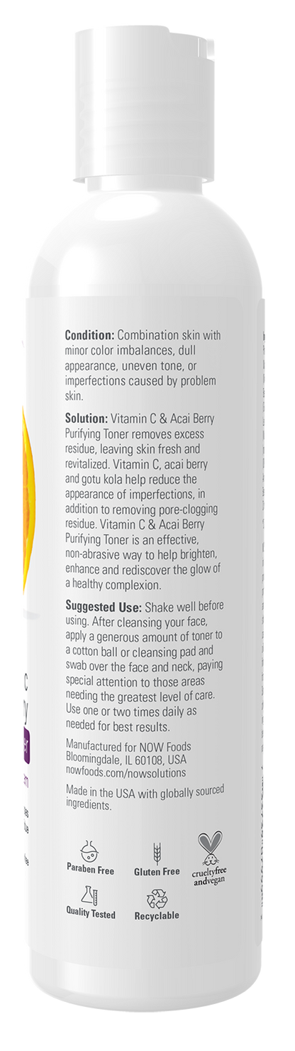 NOW Solutions, Vitamin C and Acai Berry Toner, Brightening, 8 fl. oz