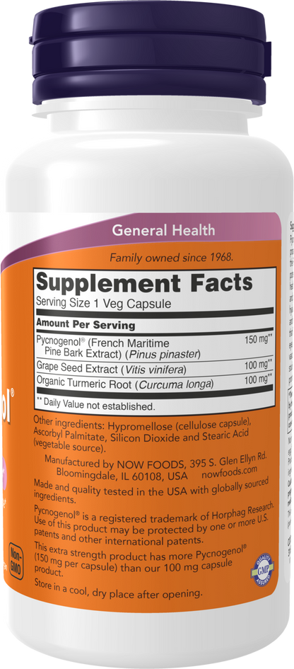NOW Supplements, Pycnogenol® 150mg, Extra Strength, 60 Veg Caps