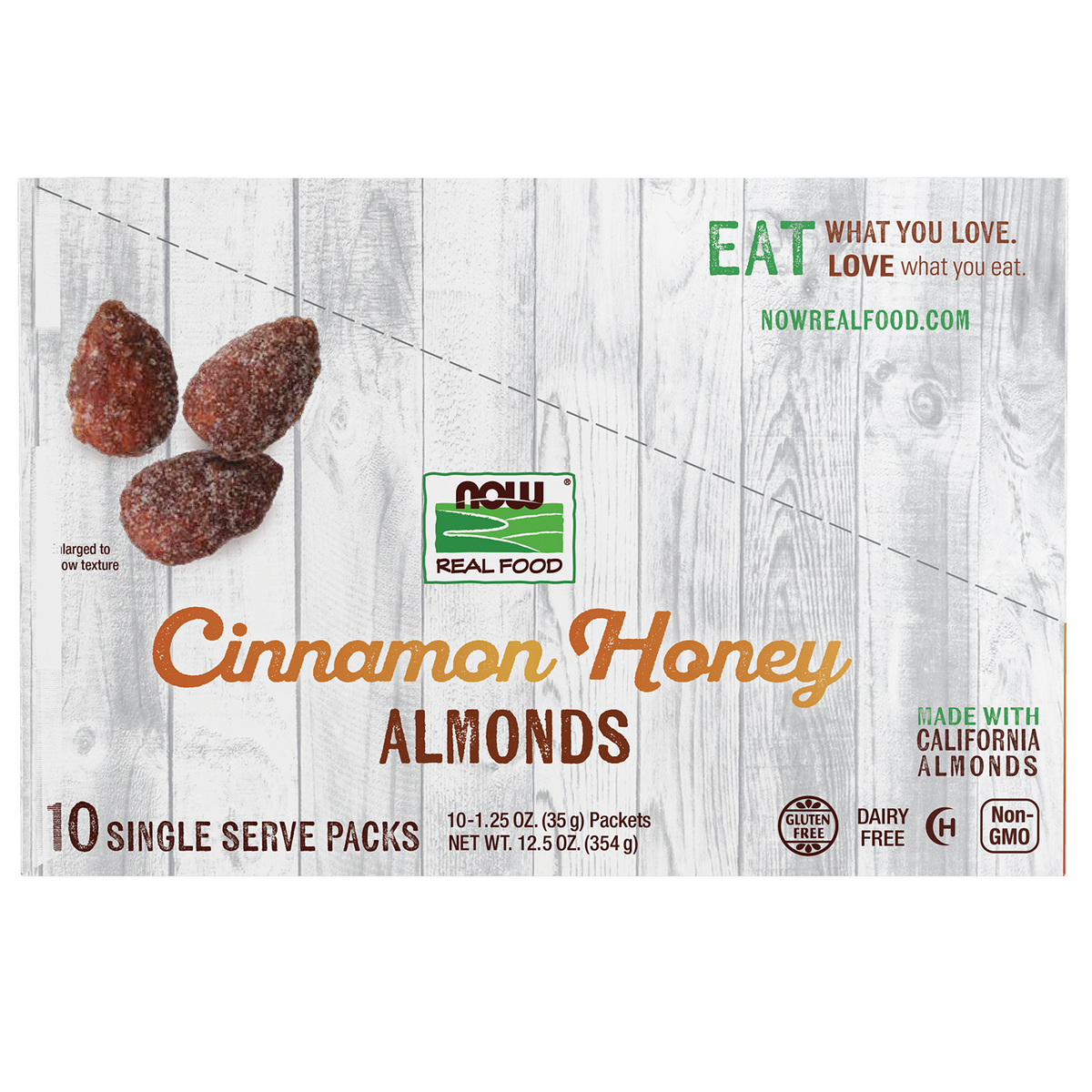 NOW Foods, Cinnamon Honey Coated Almonds, Small Batch, 10 Single Packets