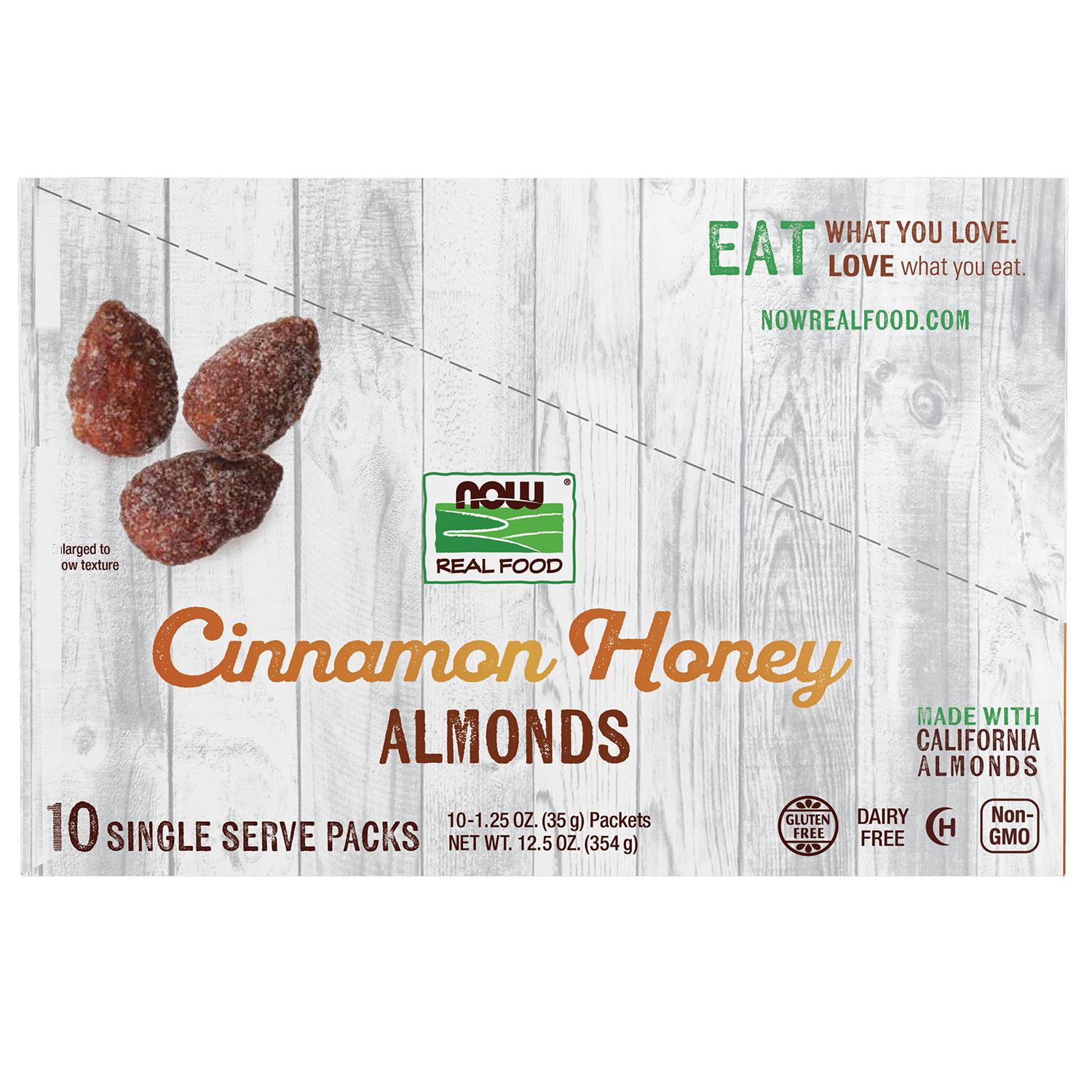 NOW Foods, Cinnamon Honey Coated Almonds, Small Batch, 10 Single Packets