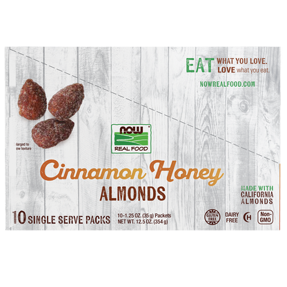NOW Foods, Cinnamon Honey Coated Almonds, Small Batch, 10 Single Packets