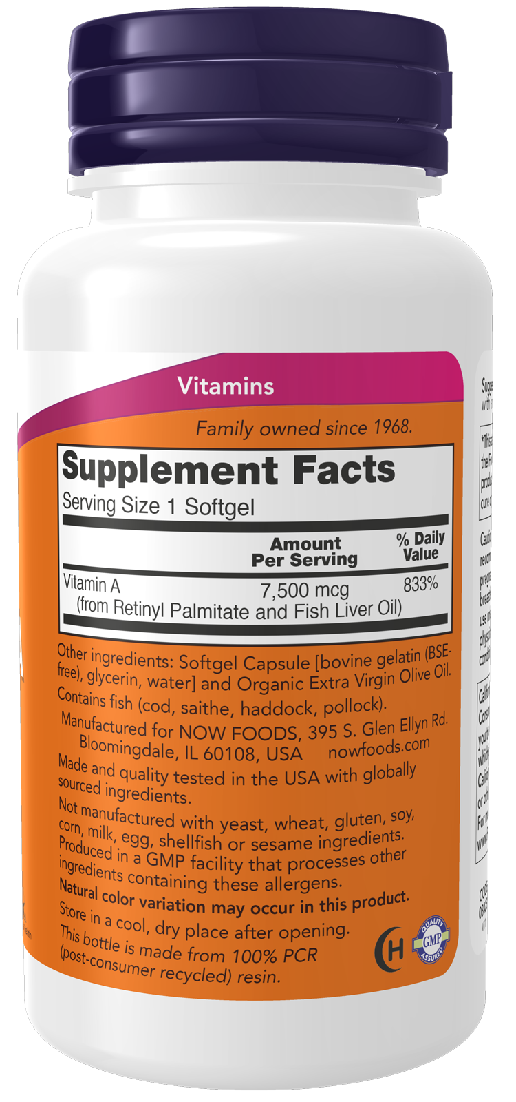NOW Supplements, Vitamin A (Fish Liver Oil) 25,000 IU, 250 Softgels