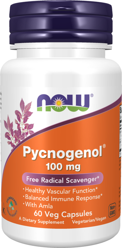 NOW Supplements, Pycnogenol 100 mg with Amla, 60 Veg Caps