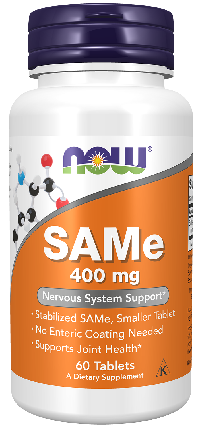 NOW Supplements, SAMe 400 mg, Nervous System Support*, 60 Tabs