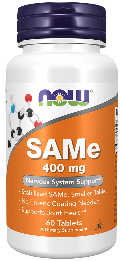 NOW Supplements, SAMe 400 mg, Nervous System Support*, 60 Tabs