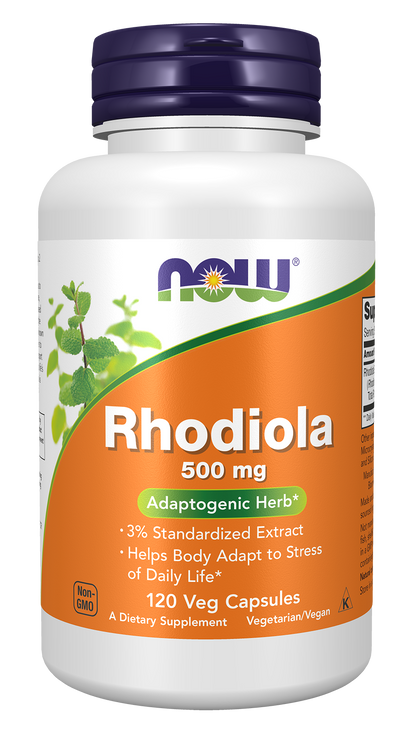 NOW Supplements, Rhodiola 500 mg, Helps Body Adapt to Stress of Daily Life*, Adaptogenic Herb*, 120 Veg Capsules